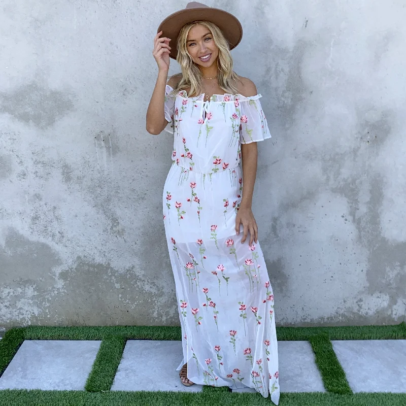 Formal Attire For Women Ever After Floral Embroider Maxi Dress