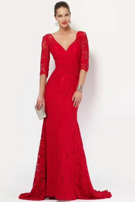 Comfortable Women's Clothes Alyce Paris Quarter Sleeve Lace Trumpet Gown