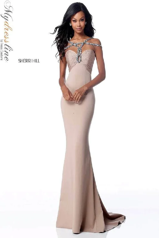 Women's Contemporary Apparel Sherri Hill 51776 - Beaded Strappy Evening Gown