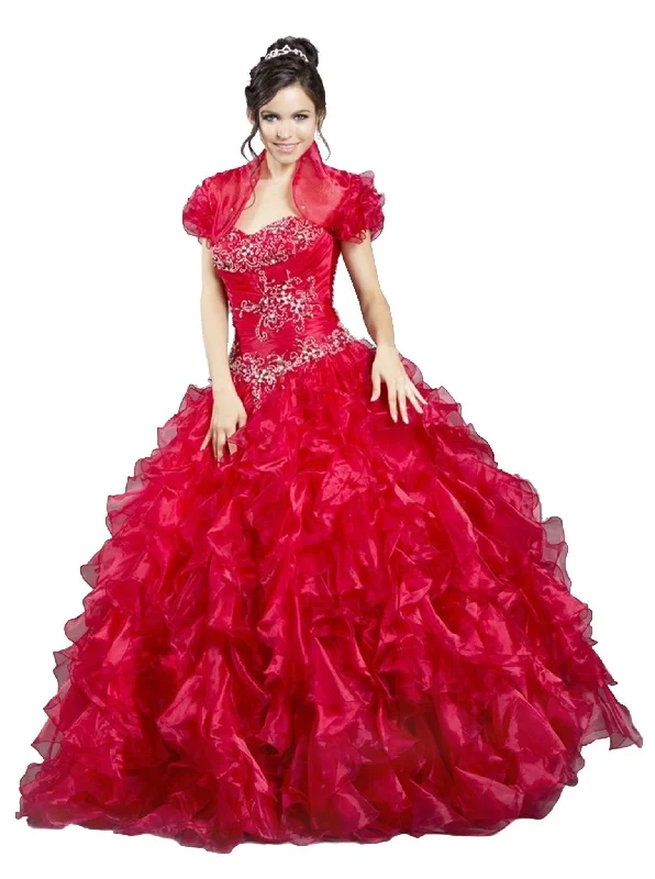 Women's Trendy Clothing Trevi Collection - Ruffled Sweetheart Ballgown with Bolero