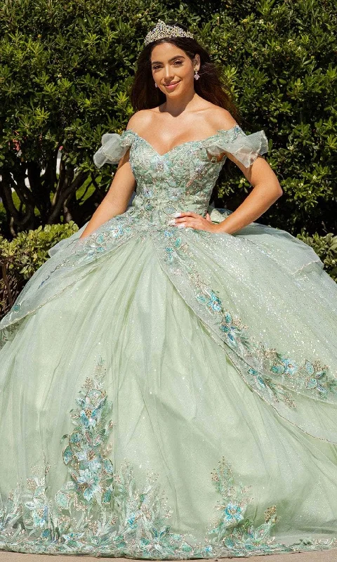 Women's Transitional Apparel Cinderella Couture 8089J - Embroidered Off-Shoulder Ballgown