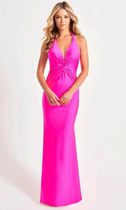 Women's Sporty Chic Clothes Faviana 11014 - Plunging Halter Knotted Prom Gown