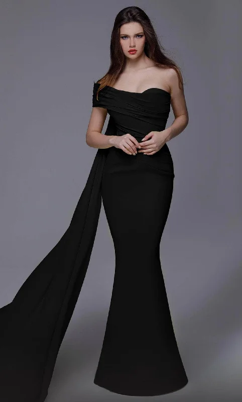 Women's Outerwear Apparel MNM Couture 2718 - One-Sleeve Mermaid Evening Gown