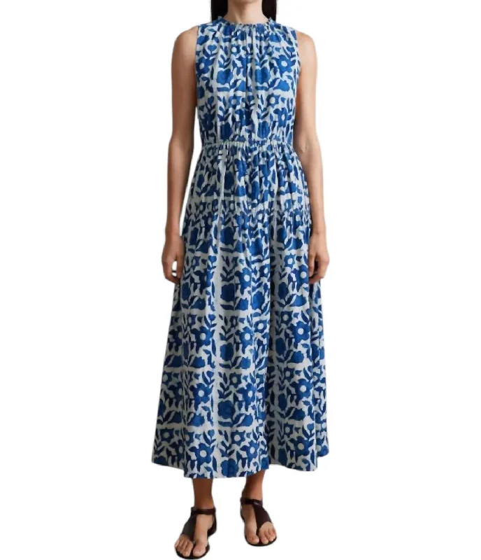 Women's Occasion Wear Apparel Arte Tank Dress In Batik Floral Indigo