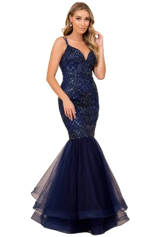 Women's Luxury Garments Nox Anabel - H399 Crisscross Back Beaded Trumpet Gown