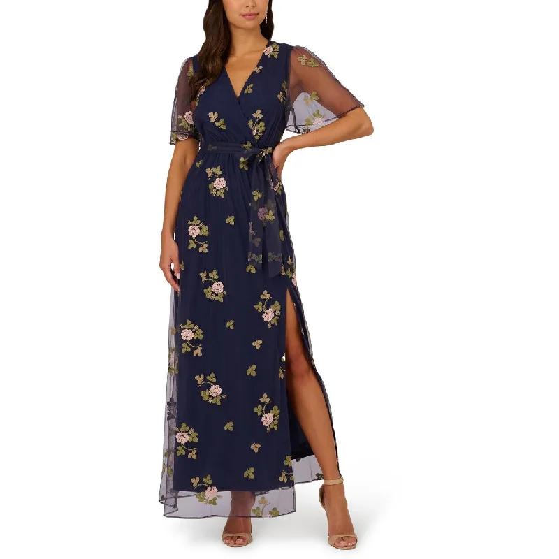 Stylish Women's Clothing Adrianna Papell Womens Floral Embroidered Evening Dress