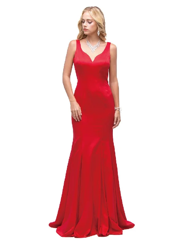 Fashionable Women's Clothes Dancing Queen 9638 Sleek Sleeveless Open Back Trumpet Gown 9638