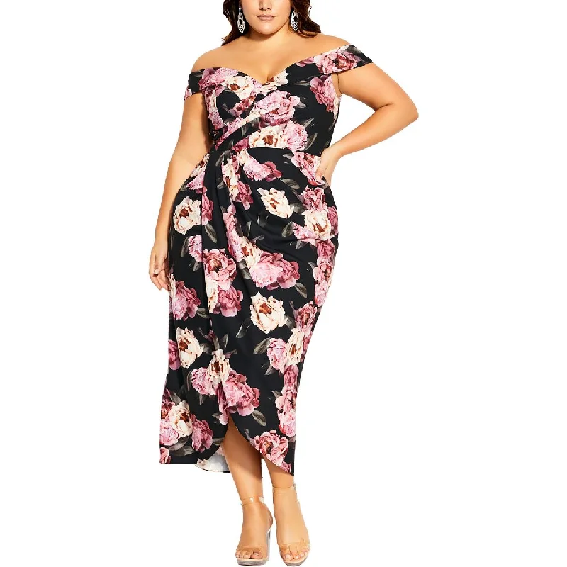 Women's Outerwear Clothing City Chic Womens Floral Print  Midi Dress