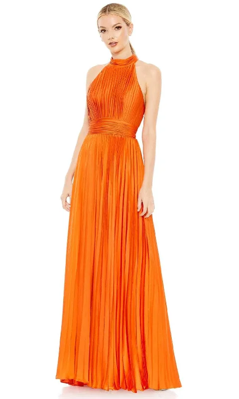 Women's Plus-Size Outfit Ieena Duggal 26992 - Pleated Bodice High Neck Prom Gown