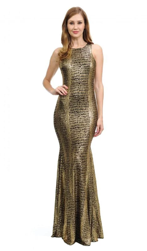 Women's Formal Event Attire Lenovia - 5193 Metallic Fitted Jewel Mermaid Evening Gown