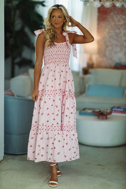 Women's Comfortable Lounge Garments Populatiry Piece Floral Maxi Dress - Pink