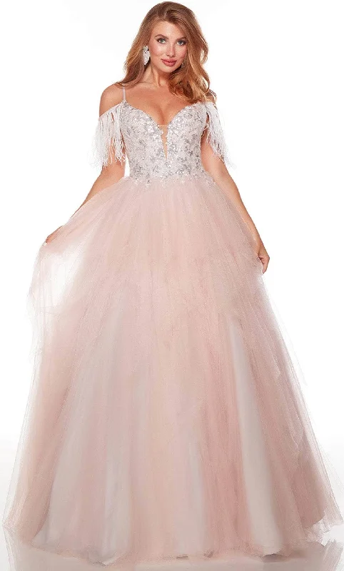 Charming Everyday Clothing For Women Alyce Paris 61310 - V-Neck Layered Tulle Ballgown