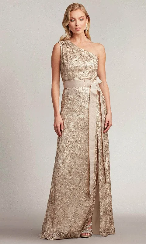 Women's Attire Tadashi Shoji ATV19327LX - Tomlin Ribbon Belt Sequin Embroidered Gown