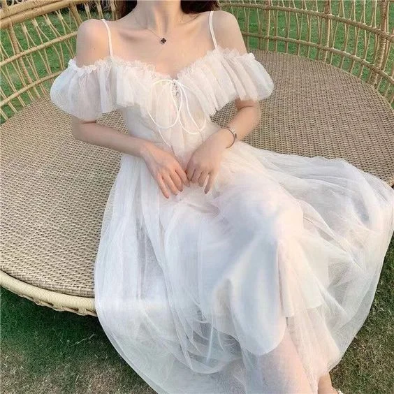 Timeless Women's Apparel White Prom Dress, White Wedding Dress, Fairy Elegant Tulle White Prom Dress  S2220