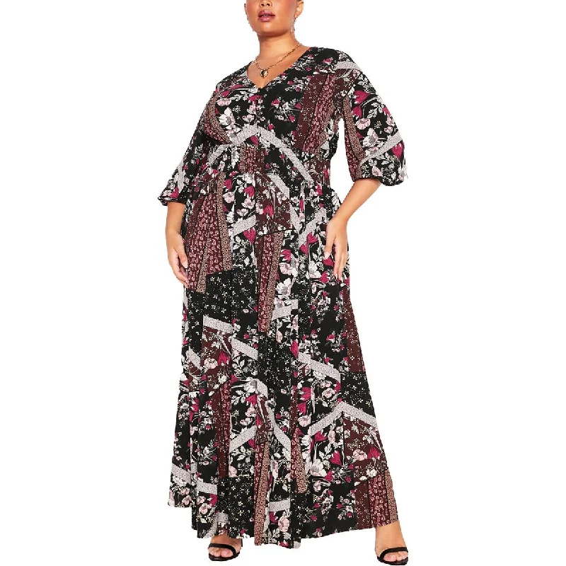 Women's Casual Wear Clothing City Chic Womens Floral Print Textured Shirtdress