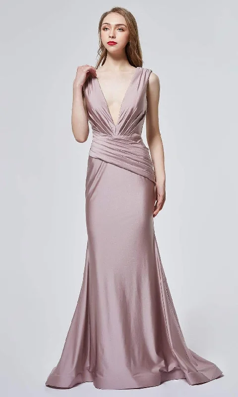 Women's Clothes For Special Occasions J'Adore Dresses - J19020 Daring Neckline Pleated Trumpet Gown