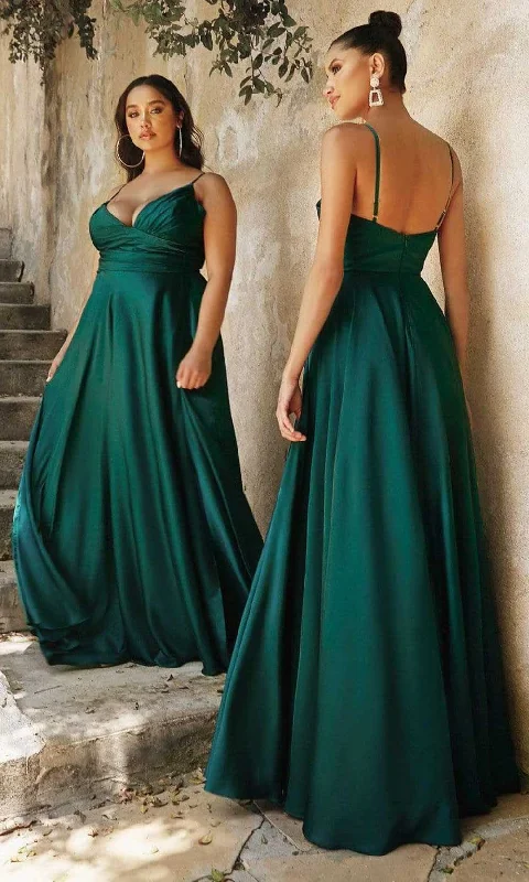 Women's Athletic Clothes Ladivine 7485 - V-Neck Wrap Bodice Evening Gown