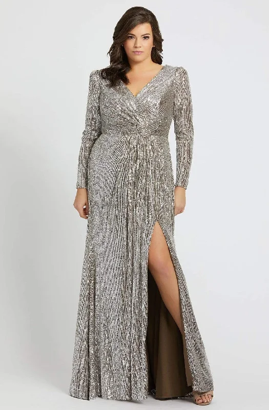 Comfortable Lounge Clothing Mac Duggal Fabulouss - 77676F Sequined Long Sleeves Slit Gown