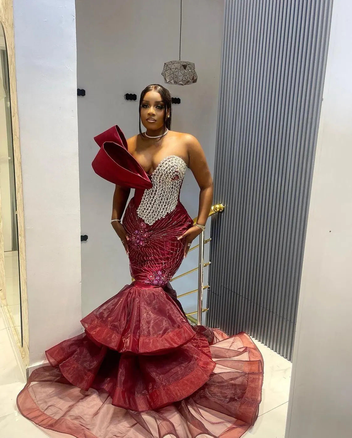 Formal Attire For Women Red Prom dress, Sequin dress, Corset gown Pageant gown, Homecoming dress, Wedding reception gown, Birthday gown, Party Aline gown with slit