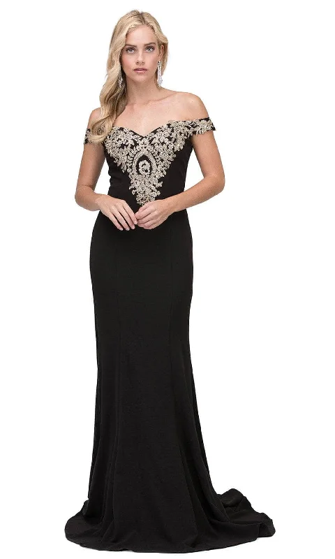 Women's Holiday Clothing Dancing Queen 2414 - Applique Off Shoulder Long Gown