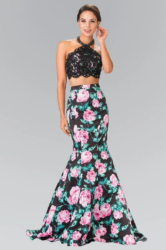 Women's Office Clothing Elizabeth K - GL2259 Two-Piece Halter Mermaid Gown