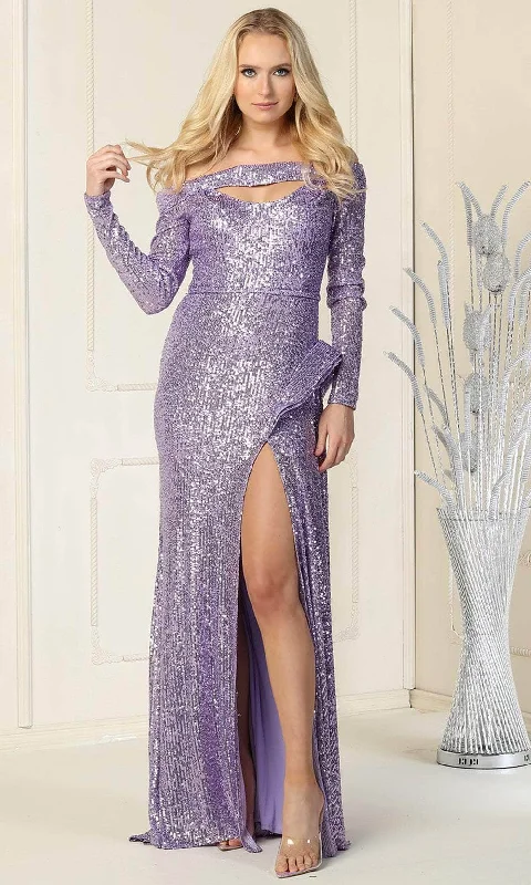 Women's Clothing For Travel May Queen RQ7890 - Cutout Neckline Fully Sequined Evening Gown