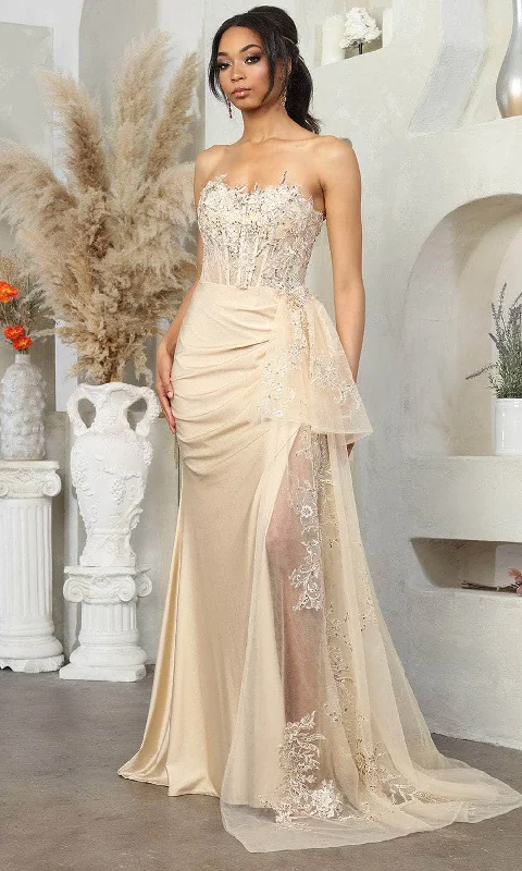 Chic Women's Garments May Queen MQ2072 - Sweetheart Illusion Draped Prom Gown