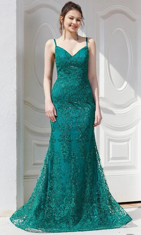 Luxury Women's Clothes J'Adore Dresses J21026 - Embroidered V-Neck Formal Gown