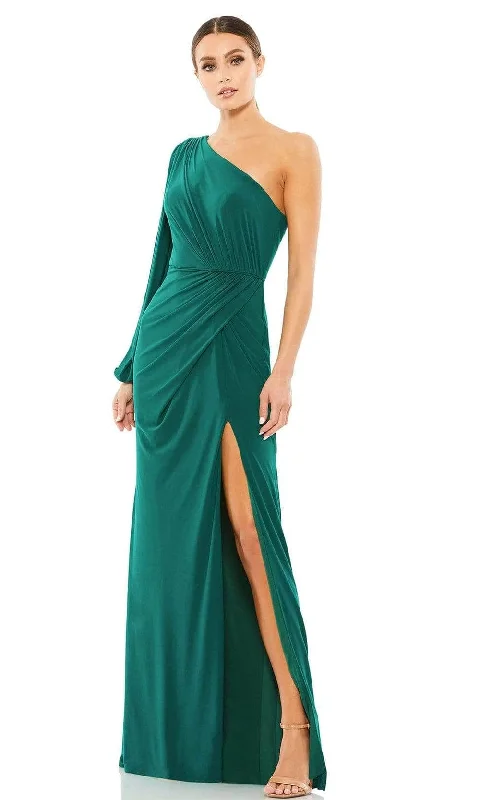 Women's Plus-Size Garments Ieena Duggal - 67879I One Shoulder High Slit Gown