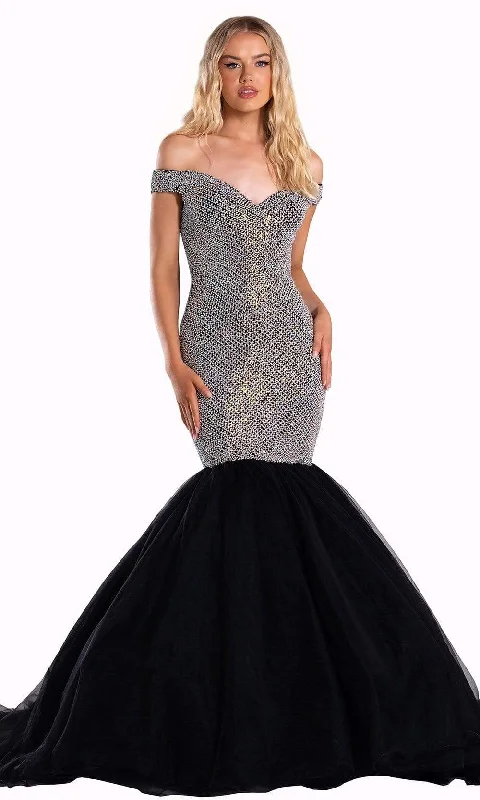 Women's Fashion-Forward Apparel Portia and Scarlett - PS21046 Jeweled Off Shoulder Trumpet Gown