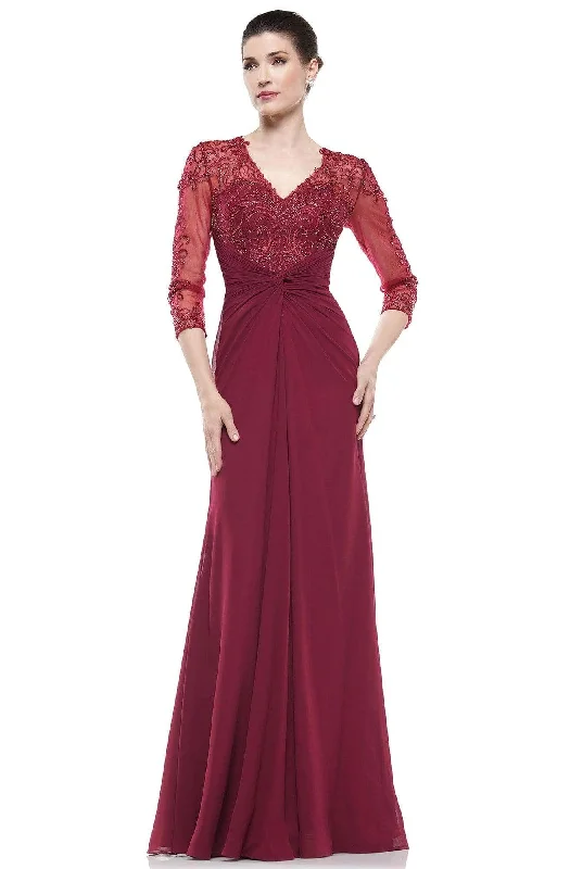 Women's Trendy Clothes Marsoni by Colors M261 - V-Neck Knotted Formal Gown