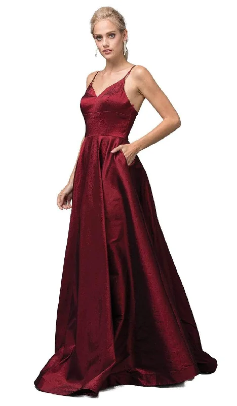 Women's Occasion Wear Clothing Dancing Queen - 2825 V-Neck Pleated A-Line Evening Gown