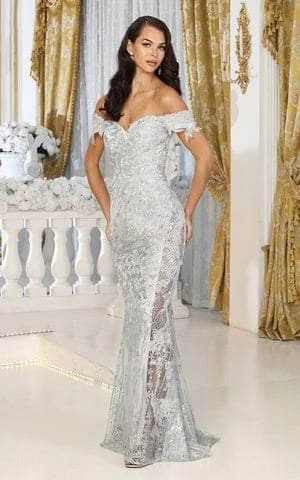 Classic Clothes For Women May Queen RQ8074 - Off Shoulder Beaded Lace Prom Gown