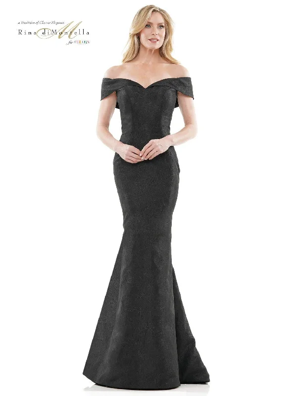 Women's Clothes For Outdoor Events Rina di Montella RD2937 Long Off Shoulder Formal Mermaid Gown