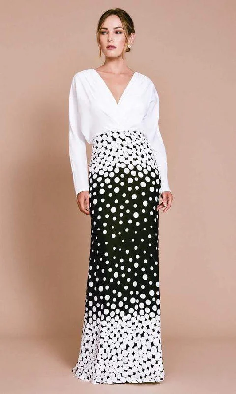 Casual Clothes For Women Tadashi Shoji - Elion Degreade Dot Gown BOP20249L - 1 pc White/Black In Size 8 Available