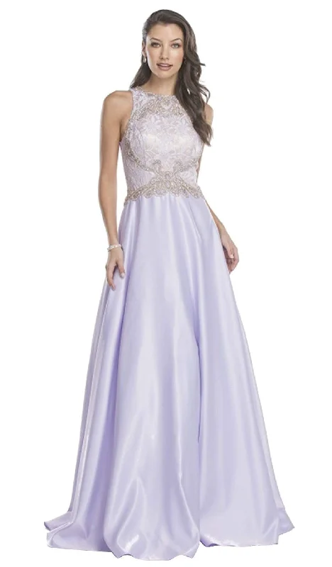 Women's Cozy Clothes Trevi Collection - Embellished Halter Neck Evening Ballgown