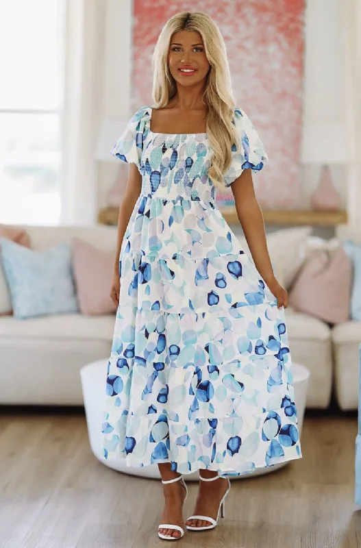 Women's Fashion Clothes Secret in Love Floral Maxi Dress - Blue