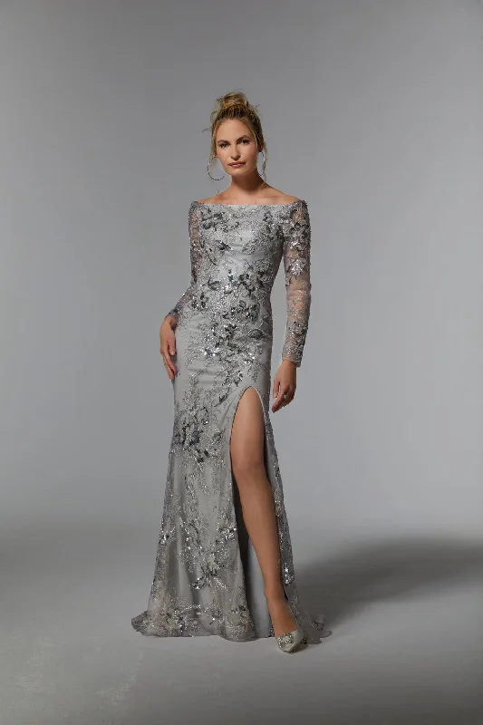 Women's Seasonal Garments MGNY Madeline Gardner New York 72938 Long Sleeve Formal Evening Gown