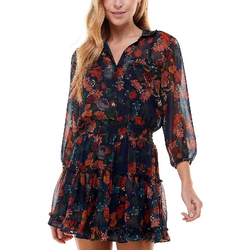 Affordable Fashion Clothing For Women City Studio Womens Juniors Chiffon Floral Shirtdress