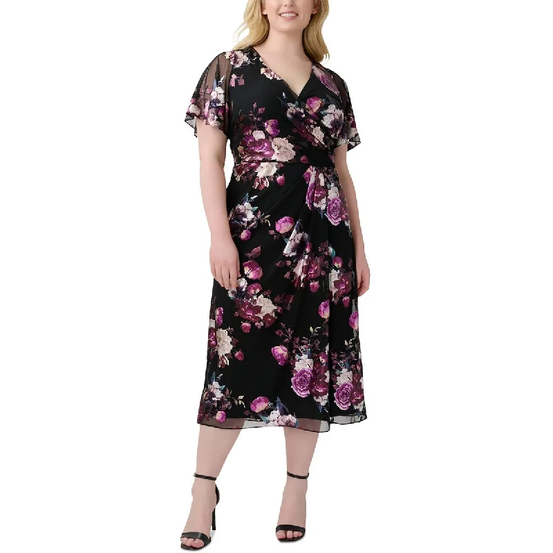 Women's Casual Wear Clothing Adrianna Papell Womens Foiled Floral Cocktail And Party Dress