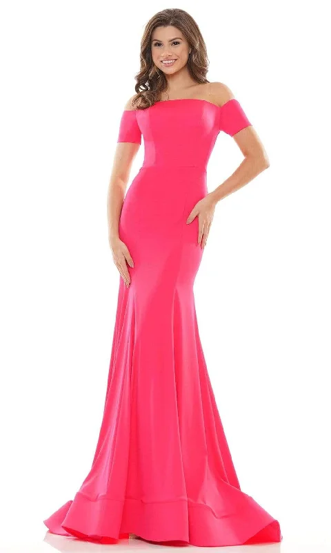 Women's Workout Clothing Colors Dress - 2674 Short Sleeve Off Shoulder Gown