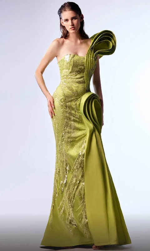 Women's Tailored Outfit MNM Couture G1712 - Draped One Shoulder Long Gown