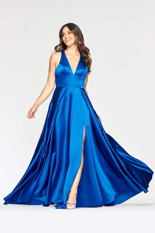 Affordable Women's Apparel Faviana - Sleek Plunging Halter High Slit Gown S10440