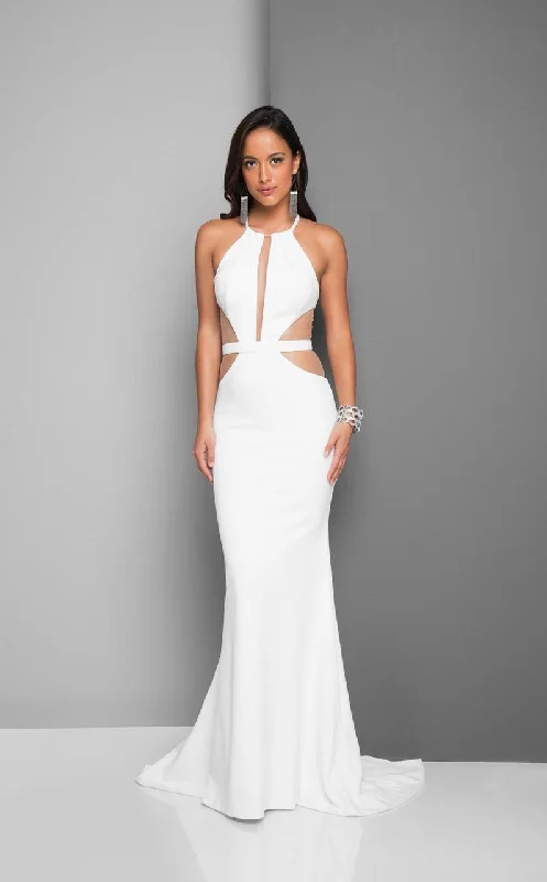 Women's High-Fashion Apparel Terani Couture - Daring Halter Mermaid Gown with Side Cutouts 1712E3297