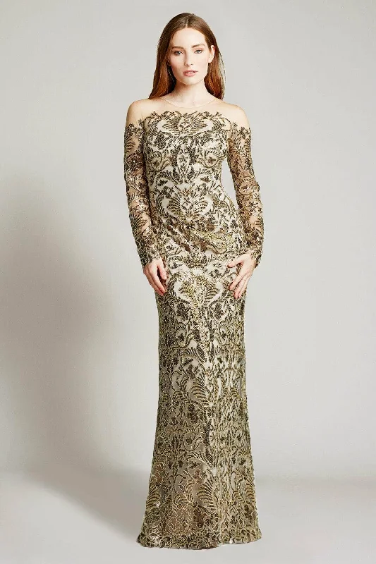 Timeless Women's Clothing Tadashi Shoji ATV18234L - Paillette Embroidered Sheath Prom Gown