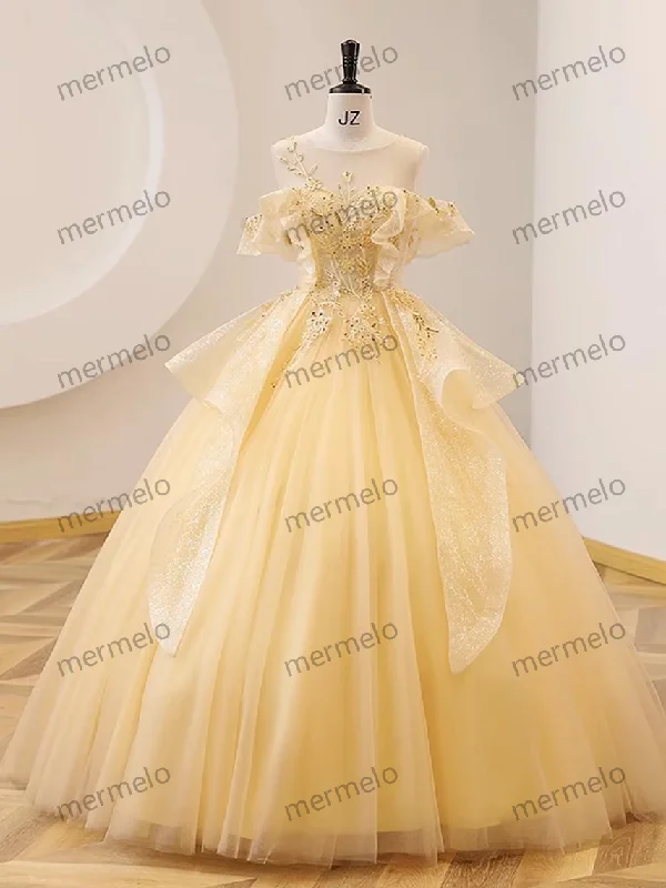 Modern Women's Attire Yellow Prom Dress,Wedding Party Dress,Evening Ball Gown,Graduation Dress,Cocktail Dress,Christmas Dress,Princess Dress,A Line Prom Dress