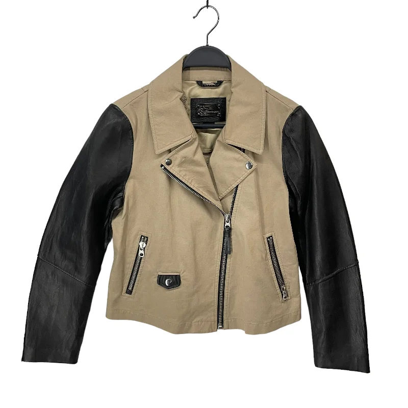 Women's Transitional Clothes MACKAGE/Leather Jkt/M/Cotton/CRM/LEATHER SLEEVE/CROP JACKET