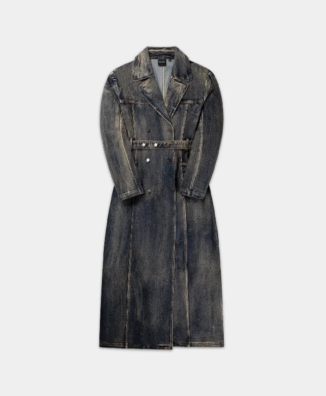 Women's Comfortable Garments Brown Wash Vintage Wash Trenchcoat