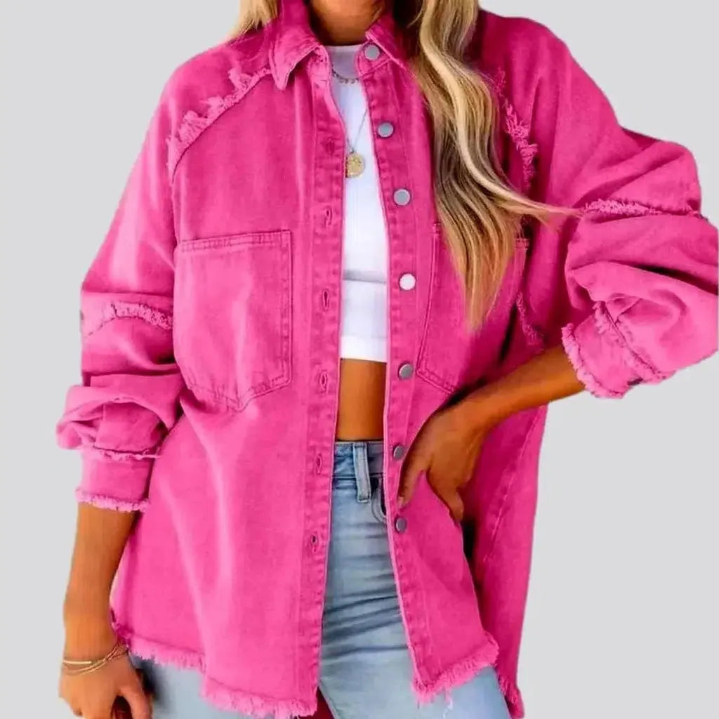 Formal Clothing For Women Distressed oversized jeans jacket for ladies