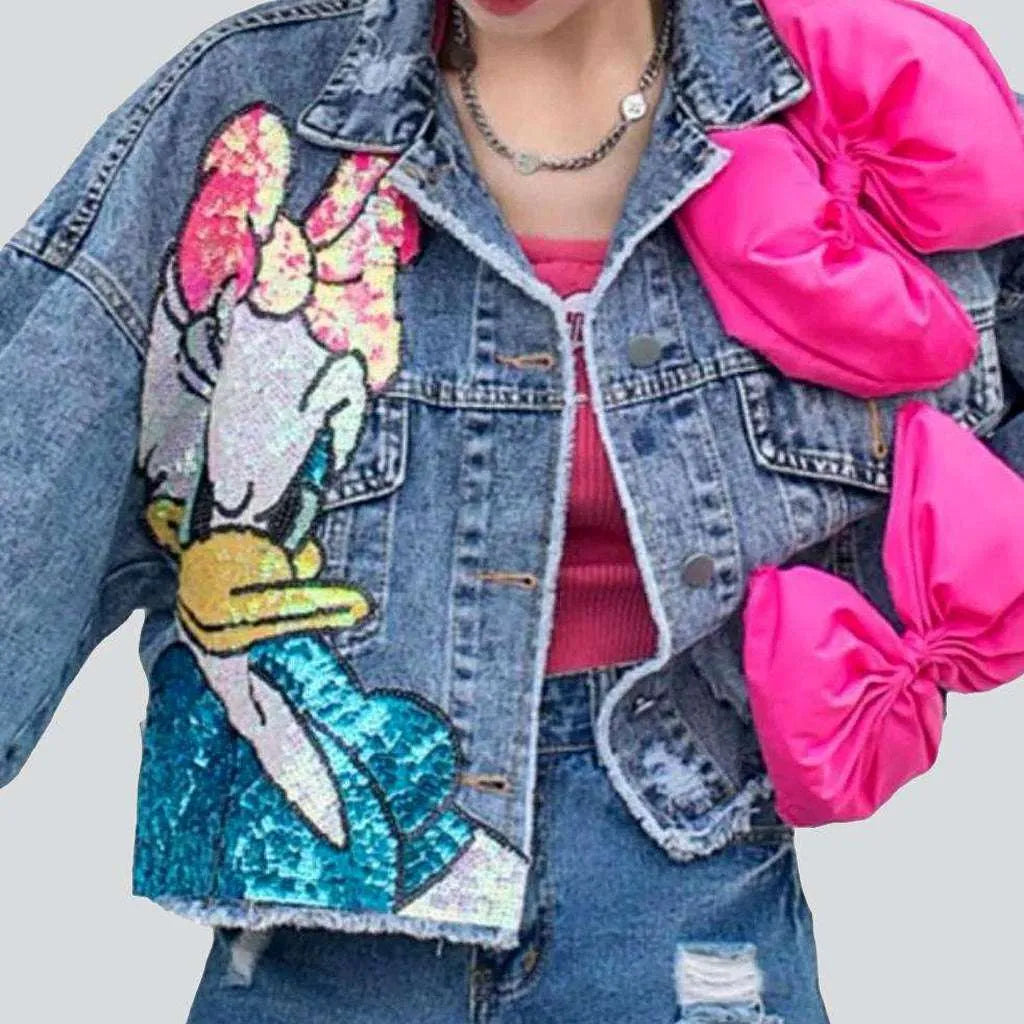 Women's Clothing For Outdoor Events Ribbon jean jacket for women